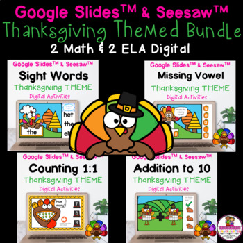 Preview of Bundled Thanksgiving Themed Google & Seesaw Distance Learning