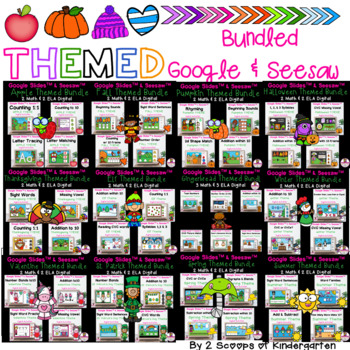 Preview of Bundled Thematic Math & ELA Google Slides & Seesaw Distance Learning