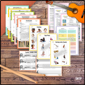 Preview of NO PREP Complete Montessori Preschool Bundle Theme: Music & Movement