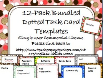 Preview of Bundled Themed Dots Task Card/Scoot Card Templates 12-Pack