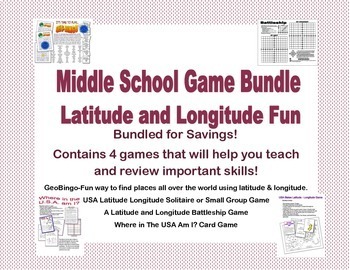 Preview of Latitude Longitude- States-USA Games Bundle- Collection of 4