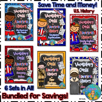 Preview of Bundled for Savings Illustrated American History Vocabulary Cards