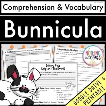 Preview of Bunnicula | Comprehension Questions and Vocabulary by chapter