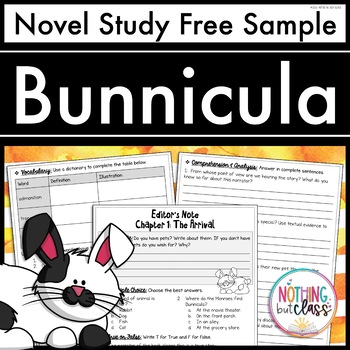 Preview of Bunnicula Novel Study FREE Sample | Worksheets and Activities