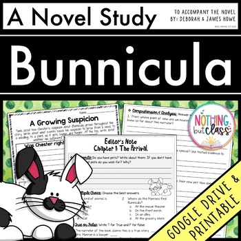Preview of Bunnicula Novel Study Unit | Comprehension Questions with Activities and Tests
