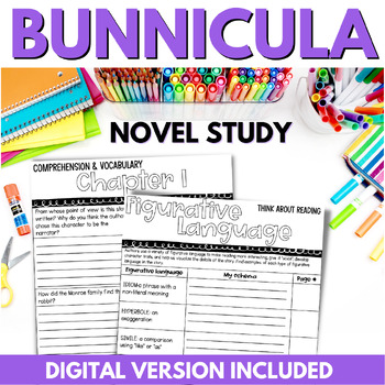 Preview of Bunnicula Novel Study with Chapter Questions and Book Comprehension Activities