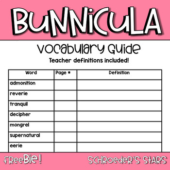 Preview of Bunnicula Vocabulary Unit