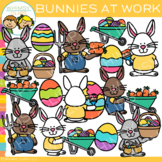 Easter Bunnies at Work Clip Art