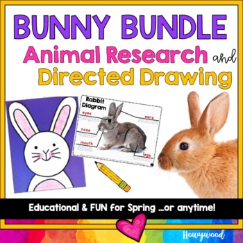 Preview of Bunny BUNDLE : animal research & directed drawing : Easter & Spring Activities