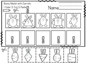 Bunny Carrot Shapes Printable by Preschool Printable | TpT