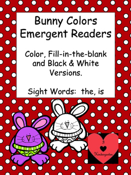 Preview of Bunny Colors Emergent Reader: 3 Versions, Sight Words: the, is
