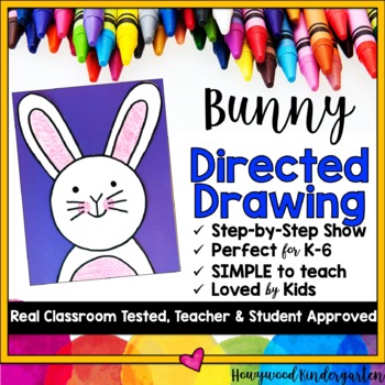 Preview of Bunny Directed Drawing Art Project Craft : Easter or Spring Activity