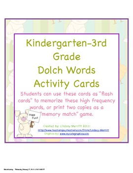 Preview of Bunny Dolch Words-Kindergarten-3rd