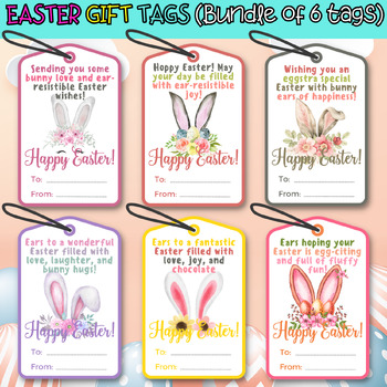 Preview of Bunny Ear - Easter Gift Tags Printable Gift Tag Digital Download Easter Gift Tag