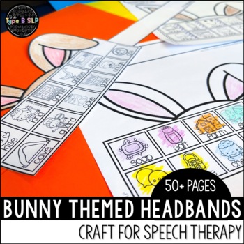 Preview of Bunny Headbands: No Prep Headband Craft for Speech Therapy Easter and Spring