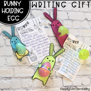 Preview of Bunny Holding Egg Writing Gift