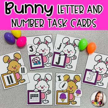 Preview of Bunny Letter and Number Task Cards