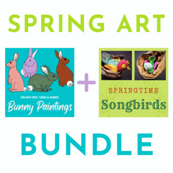 Preview of Bunny Paintings & Spring Songbird Sculptures - BUNDLE