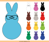 Bunny Peeps Clip Art Easter Glasses Spring Rainbow Colorfu