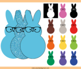 Bunny Peeps Clip Art Easter Glitter Spring Rainbow Colorfu