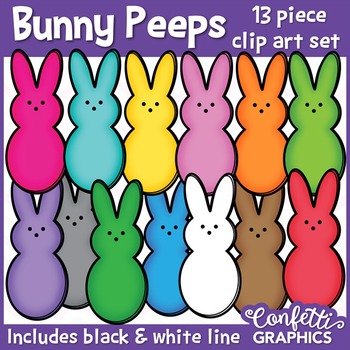 Preview of Bunny Peeps Clip Art Set 13 Piece - Easter - Counting - Confetti Graphics