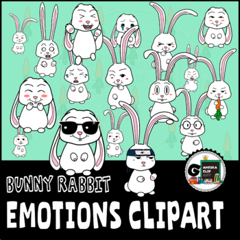 Preview of Bunny Rabbit Emotions Feelings Easter Clipart