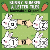 Bunny Rabbit Letter and Number Tiles - Moveable Clipart - 