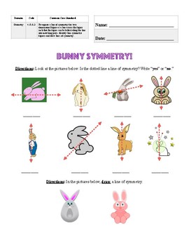 Preview of Bunny Symmetry - 4.G.A.3 - Worksheet ONLY