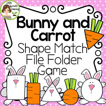 Preview of Bunny and Carrot Shape Matching File Folder Game (Easter)