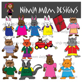 Bunny and Friends Childrens Book Clip Art in Color and Black Line