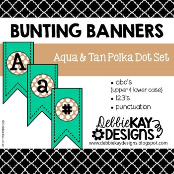 Bunting Banners - Aqua & Tan Polka Dot