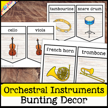 Preview of Orchestra Instruments Bunting for Music Classroom Decor | Shiplap Farm Boho