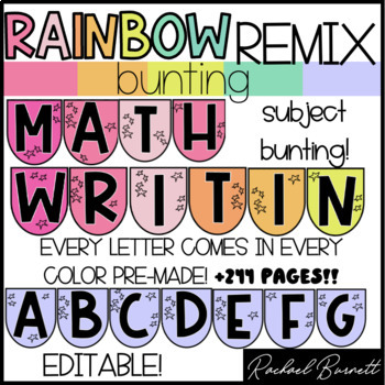 Preview of Bunting // Rainbow Remix Bundle 90's retro classroom decor