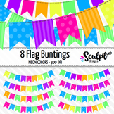 Buntings Clip Art ~ Flags ~ Neon Colors