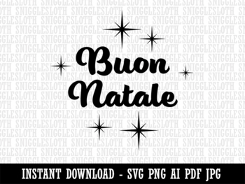Preview of Buon Natale Merry Christmas Italian Starburst Clipart Instant Digital Download