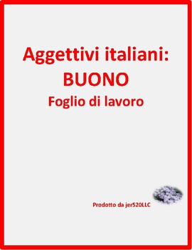 Preview of Buono Aggettivo (Italian Adjective) Worksheet
