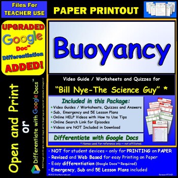 Preview of Video Guide and Quiz for Bill Nye Buoyancy - PRINT Version