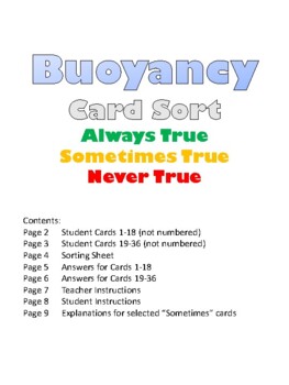 Preview of Buoyancy Card Sort