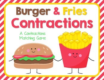 Preview of Burger & Fries Contractions Matching Game