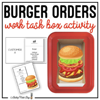 Preview of Burger Order Vocational Work Task Box Activity