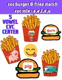 Burgers & Fries CVC Match Center Small Group PhonemicAware