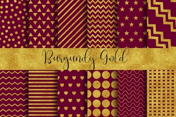 Burgundy Gold Background - Modern Luxury Wallpaper - Digital Papers