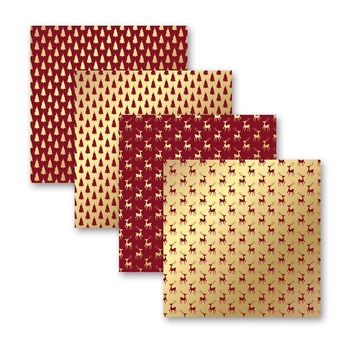 Scrapbooking Crafts 12X12 Paper DS Christmas Gold Dots Red Snowflakes  Repeats