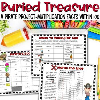 Preview of Buried Treasure Multiplication Fact Fluency Project, Talk Like a Pirate Day Math