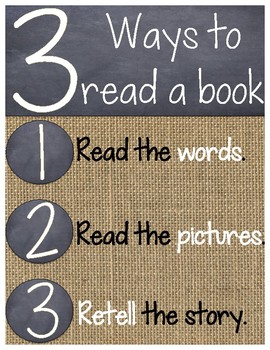 Preview of Burlap 3 Ways to Read a Book Poster