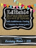 Burlap Binder Covers & Spines: Chalkboards & Bunting {Editable}