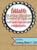 Burlap Binder Covers & Spines: Felt & Washi Tape {Editable}