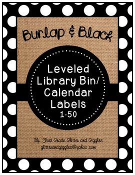 Preview of Burlap & Black Number Labels: Leveled Library or Calendar