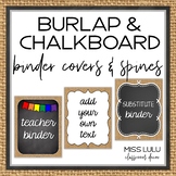 Burlap & Chalkboard Binder Covers & Spines {Editable}