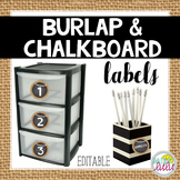 Burlap & Chalkboard Labels {Editable}